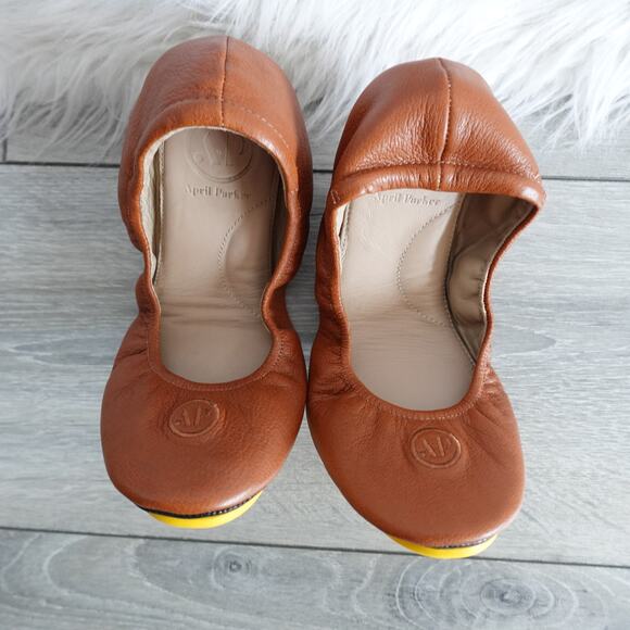 April Parker Perfect Flat Glazed Ginger Brown Leather Ballet Shoes Women's 8M - Picture 1 of 10